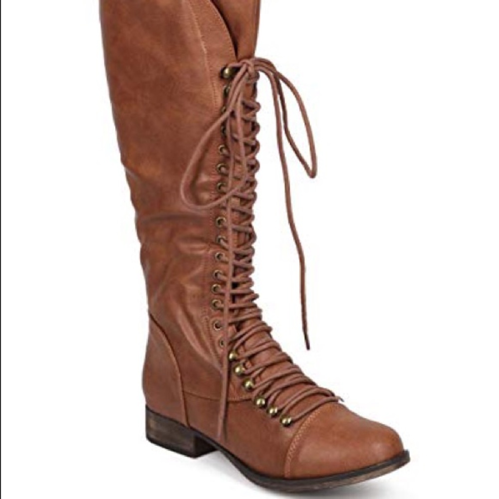 Lace-Up Knee High Military Style Boots